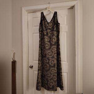 Old Navy Black and Gold Paisley Maxi Dress